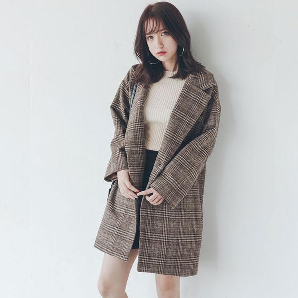 women's wool & blends casaco feminino winter women lattice coat 2021 plus size thicker fashion female woolen long jacket manteau femme, Black
women's wool & blends casaco feminino winter women lattice coat 2021 plus size thicker fashion female woolen long jacket manteau femme, Black