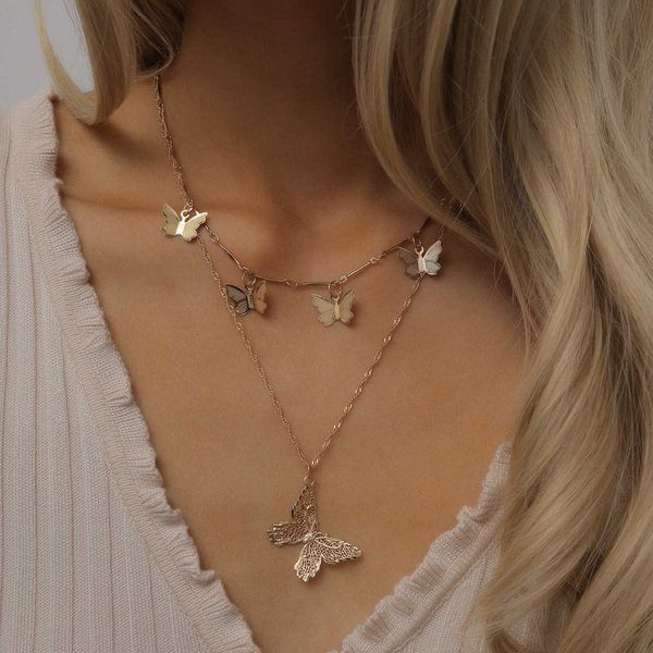 creative and versatile jewelry, multi-layer necklaces, fashionable butterfly element pendant necklace, Silver
creative and versatile jewelry, multi-layer necklaces, fashionable butterfly element pendant necklace, Silver