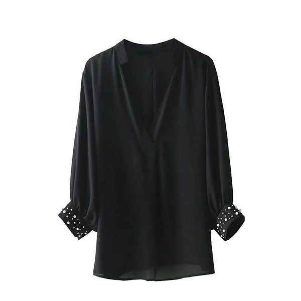 women's blouses & shirts pearl beading plus size women clothing black blouse spring 2021 v neck shirt chemise femme blusa, White
women's blouses & shirts pearl beading plus size women clothing black blouse spring 2021 v neck shirt chemise femme blusa, White