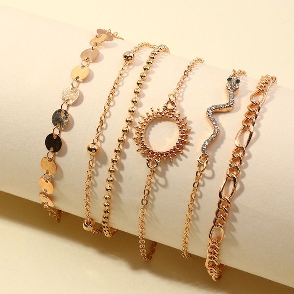 bz1111 jewelry simple multi-element chain personalized diamond snake shaped 6-piece bracelet set, Silver
bz1111 jewelry simple multi-element chain personalized diamond snake shaped 6-piece bracelet set, Silver