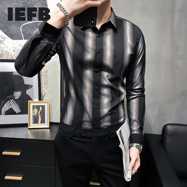 men's casual shirts iefb long sleeve shirt korean slim fit striped 2021 fashion black white lapel causal autumn clothing 9y8314, White;black
men's casual shirts iefb long sleeve shirt korean slim fit striped 2021 fashion black white lapel causal autumn clothing 9y8314, White;black