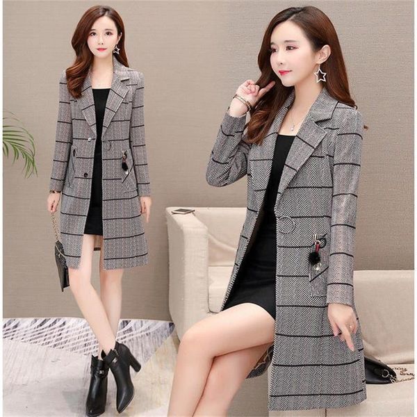 women's trench coats 2021 spring fashion plaid coat women long vintage large size autumn korean clothing x923, Tan;black
women's trench coats 2021 spring fashion plaid coat women long vintage large size autumn korean clothing x923, Tan;black