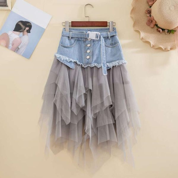 20212020 summer new fashion mesh stitching high waist wash show thin versatile denim skirt, Blue
20212020 summer new fashion mesh stitching high waist wash show thin versatile denim skirt, Blue