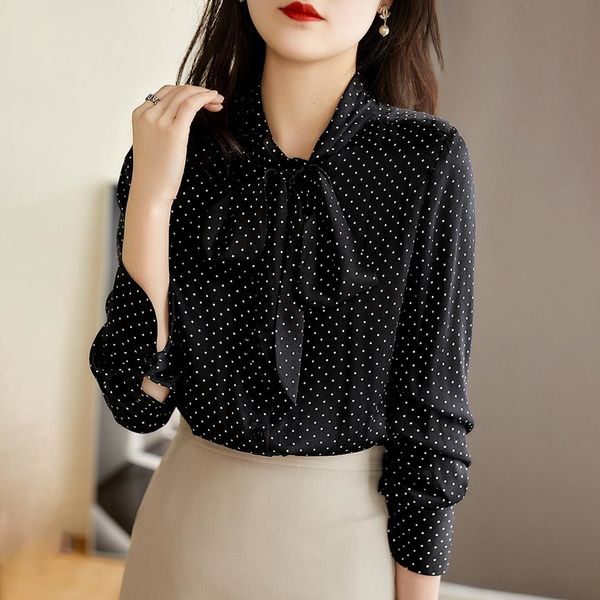 2021 new women simple polka dots korean style spring long sleeve chiffon blouse chic casual shirt office lady work bow neck cr7v, White
2021 new women simple polka dots korean style spring long sleeve chiffon blouse chic casual shirt office lady work bow neck cr7v, White