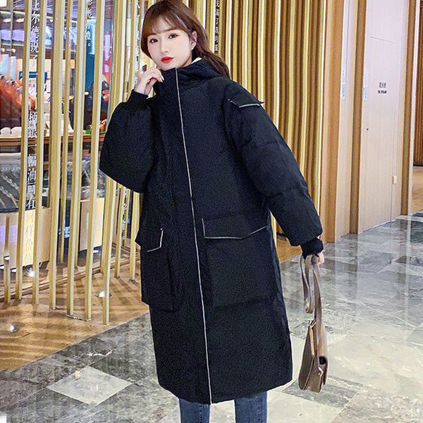 women's winter jackets 2021 x-long winter coat for women hooded korea style thick solid big pocket loose parkas female, Black
women's winter jackets 2021 x-long winter coat for women hooded korea style thick solid big pocket loose parkas female, Black