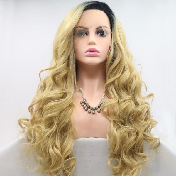 synthetic wigs m&h blonde dark roots color long body wave hair lace front wig gold natural hairline daily frontal for women, Black
synthetic wigs m&h blonde dark roots color long body wave hair lace front wig gold natural hairline daily frontal for women, Black