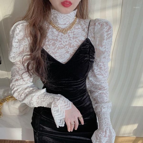 lace bottoming shirt women's 2021 western style autumn and spring korean blouse with half-collar hollow princess blouses & shirts, White
lace bottoming shirt women's 2021 western style autumn and spring korean blouse with half-collar hollow princess blouses & shirts, White