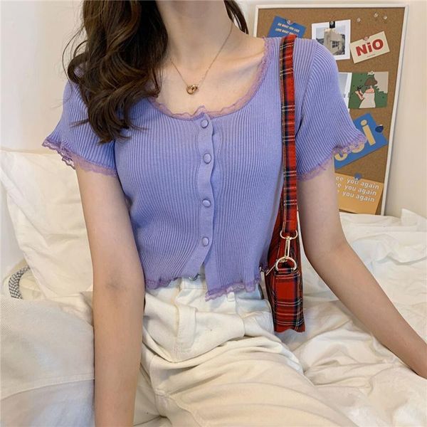 women's knits & tees women patched lace o-neck knitted short sleeve thin sweaters cardigans lady single-breasted buttons sweater crop, White
women's knits & tees women patched lace o-neck knitted short sleeve thin sweaters cardigans lady single-breasted buttons sweater crop, White