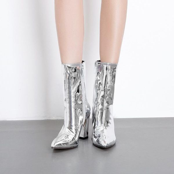 dress shoes 2021 cargo mirror face color patent leather fashion pointed thick heel thin zipper boots trend, Black
dress shoes 2021 cargo mirror face color patent leather fashion pointed thick heel thin zipper boots trend, Black