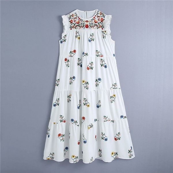 casual dresses women fashion flower print za sleeveless white long chic lady elegant embroidery oneck high waist loose midi dress, Black;gray
casual dresses women fashion flower print za sleeveless white long chic lady elegant embroidery oneck high waist loose midi dress, Black;gray