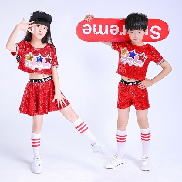 children paillette sir hip-hop dance cheerleading drill come clothing male girl modern dance performance serve new, Black;red
children paillette sir hip-hop dance cheerleading drill come clothing male girl modern dance performance serve new, Black;red
