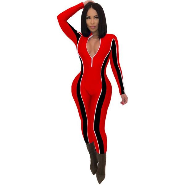 women's jumpsuits & rompers women spring color patchwork v-neck full sleeve outfits club night party sporty one piece, Black;white
women's jumpsuits & rompers women spring color patchwork v-neck full sleeve outfits club night party sporty one piece, Black;white