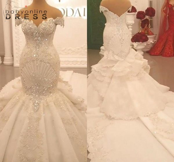 luxury beadings appliques lace mermaid wedding dresses 2021 elegant off shoulder backless ruffles ruched long arabic bridal gowns bc5705, White
luxury beadings appliques lace mermaid wedding dresses 2021 elegant off shoulder backless ruffles ruched long arabic bridal gowns bc5705, White