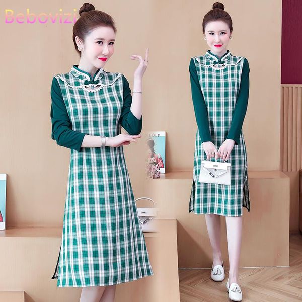 plus size -4xl 2021 new green grid long sleeve qipao for women chinese cheongsam dress party casual clothing new year, Red
plus size -4xl 2021 new green grid long sleeve qipao for women chinese cheongsam dress party casual clothing new year, Red