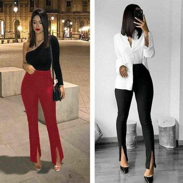 women's pants & capris office lady skinny fit stretchy flare women split solid waist push up buttom ankle length trousers, Black;white
women's pants & capris office lady skinny fit stretchy flare women split solid waist push up buttom ankle length trousers, Black;white
