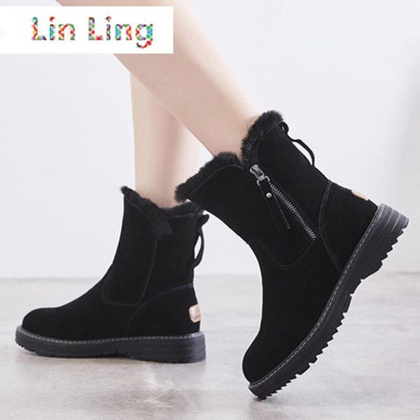 boots 2021 linling genuine leather winter shoes women snow warm woman ankle female height increasing 4.5cm, Black
boots 2021 linling genuine leather winter shoes women snow warm woman ankle female height increasing 4.5cm, Black