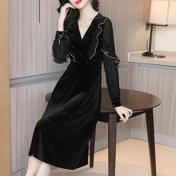 casual dresses dress women's long-sleeved 2021 autumn and winter fashion temperament waist was thinner ruffled women, Black;gray
casual dresses dress women's long-sleeved 2021 autumn and winter fashion temperament waist was thinner ruffled women, Black;gray