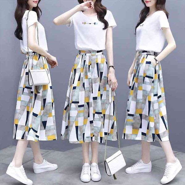 women fish embroidery tshirts short sleeve white geometric elastic waist long skirt suit summer female 2 piece set, Gray
women fish embroidery tshirts short sleeve white geometric elastic waist long skirt suit summer female 2 piece set, Gray