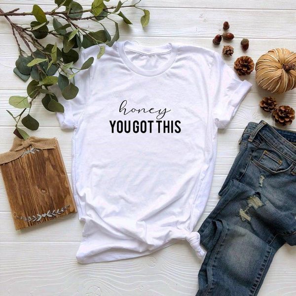 women's t-shirt honey you got this tshirt funny t shirt graphic tee women gift for her cotton material, White
women's t-shirt honey you got this tshirt funny t shirt graphic tee women gift for her cotton material, White