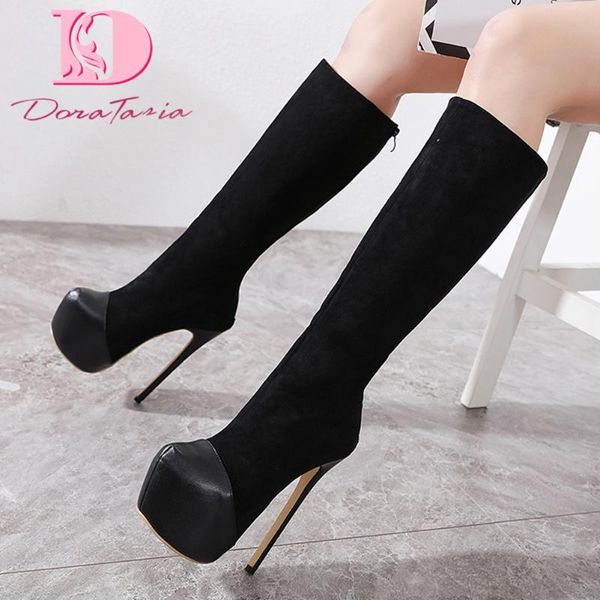 boots dora tasia 2021 arrivals flock women thin heels round toe platform knee-high zip pumps spring/autumn shoes, Black
boots dora tasia 2021 arrivals flock women thin heels round toe platform knee-high zip pumps spring/autumn shoes, Black