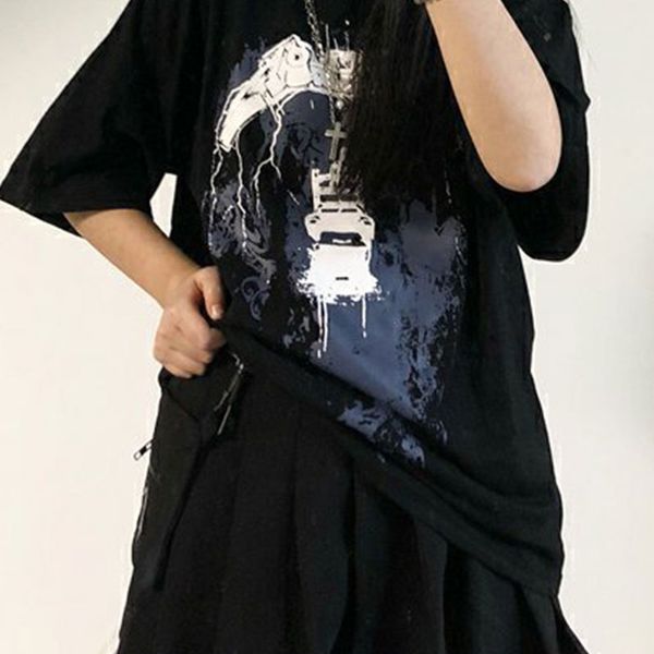harajuku loose t-shirt women aesthetic grunge black tee gothic punk printed witch t-shirts streetwear hip hop female top, White
harajuku loose t-shirt women aesthetic grunge black tee gothic punk printed witch t-shirts streetwear hip hop female top, White