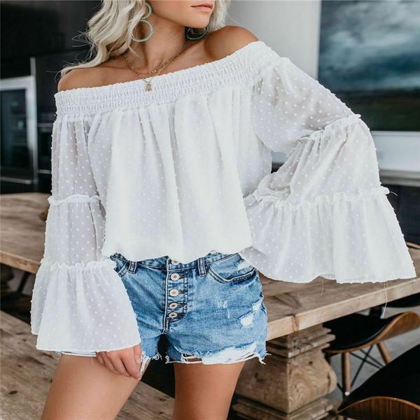 autumn off shoulder tees 2021 women fashion casual off shoulder slim blouse party trumpet sleeve plus size s xl, White
autumn off shoulder tees 2021 women fashion casual off shoulder slim blouse party trumpet sleeve plus size s xl, White