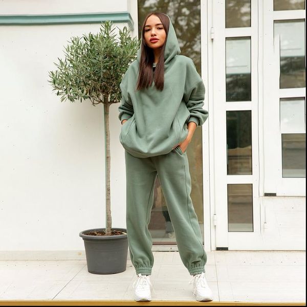 tweedelige set toevallige fleece women tracksuits trainingspak vrouwen winter sets oversized hooded lange mouwen hoodie sport broek dame pak, Gray
tweedelige set toevallige fleece women tracksuits trainingspak vrouwen winter sets oversized hooded lange mouwen hoodie sport broek dame pak, Gray