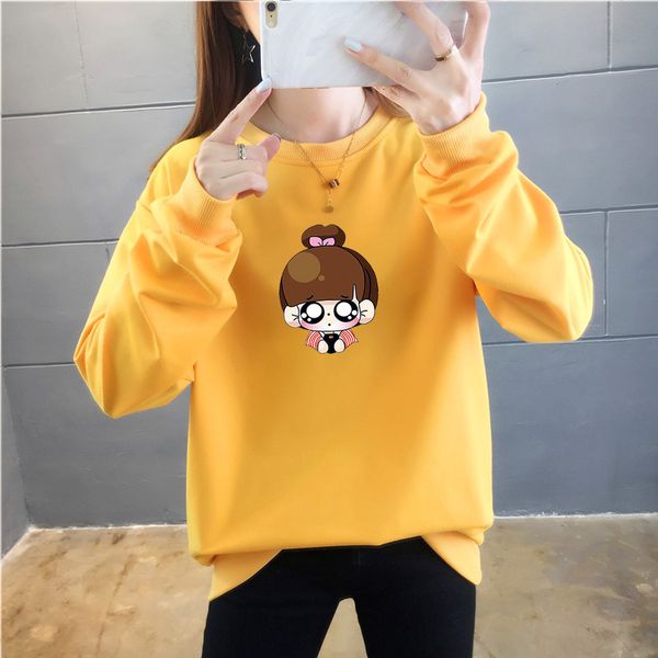 women's sweater loose large cartoon printed women's drs student 2021 autumn korean round neck thin coat, Black
women's sweater loose large cartoon printed women's drs student 2021 autumn korean round neck thin coat, Black