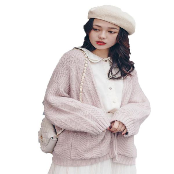 women's sweaters 2021 spring loose alpaca knit cardigan sweater coat simple commuter style w100, White;black
women's sweaters 2021 spring loose alpaca knit cardigan sweater coat simple commuter style w100, White;black
