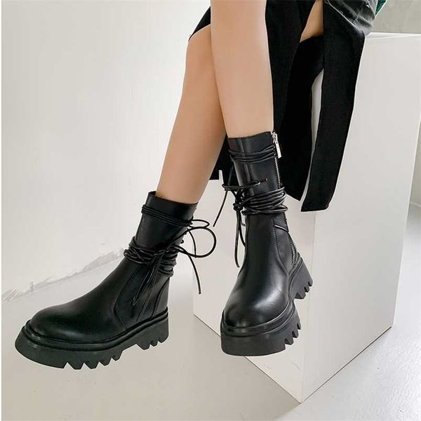 kanseet martin boots autumn winter black round toe real leather chunky heels platform zip women mid-calf 211204
kanseet martin boots autumn winter black round toe real leather chunky heels platform zip women mid-calf 211204