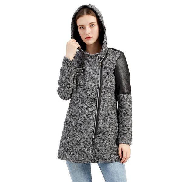 women's wool & blends 2021 autumn and winter european american hooded woolen overcoat code warm jacket clothing, Black
women's wool & blends 2021 autumn and winter european american hooded woolen overcoat code warm jacket clothing, Black