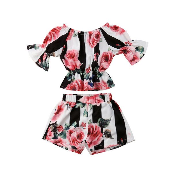 2pcs toddler kids girls clothes set stripe floral tunic ruffle t shirt elastic shorts outfits girls sunsuit playsuit, White
2pcs toddler kids girls clothes set stripe floral tunic ruffle t shirt elastic shorts outfits girls sunsuit playsuit, White