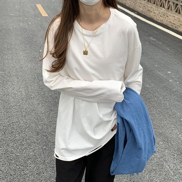 women's t-shirt white female 2021 spring cotton irregular hole round neck solid color korean casual loose ins tide long-sleeved top
women's t-shirt white female 2021 spring cotton irregular hole round neck solid color korean casual loose ins tide long-sleeved top