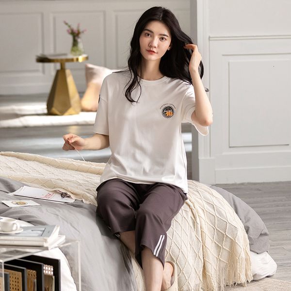 summer 2021 short sleeve pajamas women's pure cotton lovely comfortable capris loose suit, Black;red
summer 2021 short sleeve pajamas women's pure cotton lovely comfortable capris loose suit, Black;red