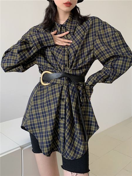 new vintage buffalo plaid women long sleeve blouse button collar belt lace up oversized shirt 2021 fashion spring 5u14, White
new vintage buffalo plaid women long sleeve blouse button collar belt lace up oversized shirt 2021 fashion spring 5u14, White