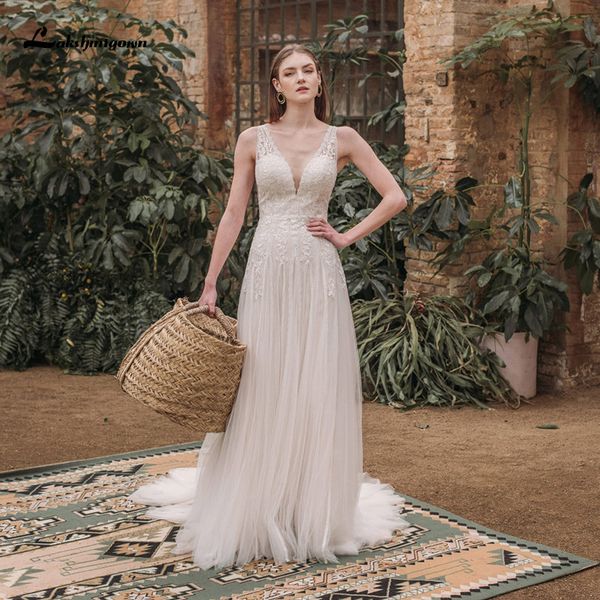 2021 new a-line beach es summer boho bride v neck backless appliques tulle wedding gown vestido de novia bjya, White
2021 new a-line beach es summer boho bride v neck backless appliques tulle wedding gown vestido de novia bjya, White