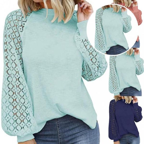women's blouses & shirts comfy trendy lace patchwork casual blouse pullover for home, White
women's blouses & shirts comfy trendy lace patchwork casual blouse pullover for home, White