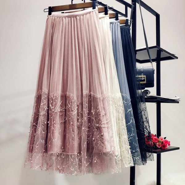 skirts arrivals women skirt mesh yarn embroidery velvet lining long ladies mid-calf swing pleated, Black
skirts arrivals women skirt mesh yarn embroidery velvet lining long ladies mid-calf swing pleated, Black