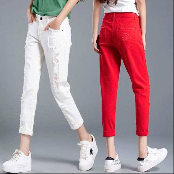high waisted red denim mom jeans for woman elastic force distressed straight pants womens loose female cotton pants cowboy, Blue
high waisted red denim mom jeans for woman elastic force distressed straight pants womens loose female cotton pants cowboy, Blue