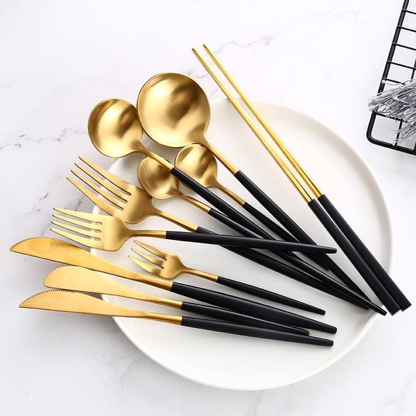 dinnerware sets knife ice spoon chopsticks stainless steel set black gold cutlery steak fork coffee teaspoon dessert
dinnerware sets knife ice spoon chopsticks stainless steel set black gold cutlery steak fork coffee teaspoon dessert