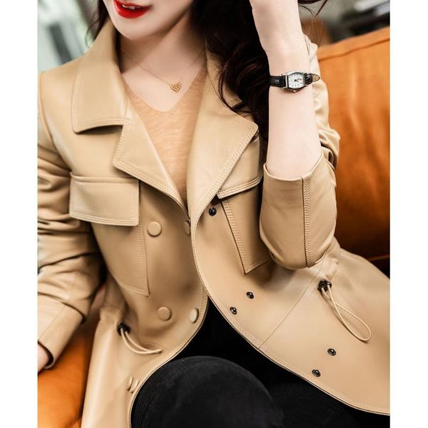 women's jackets 2021 spring and autumn haining leather clothes waist is slim, slim versatile sheep skin locomotive coat, Black;brown
women's jackets 2021 spring and autumn haining leather clothes waist is slim, slim versatile sheep skin locomotive coat, Black;brown