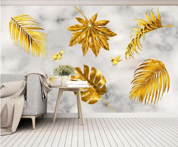 custom 3d mural wallpaper gold minimalist hand-painted tropical plants marble background wall decorative painting
custom 3d mural wallpaper gold minimalist hand-painted tropical plants marble background wall decorative painting