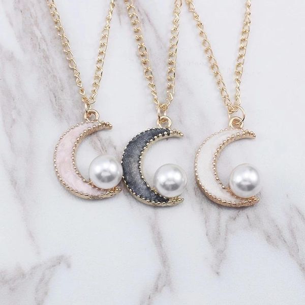 chains diy charm female moon necklace inlaid beads gold chain enamel pendant black pink white optional fashion girl jewelry gift, Silver
chains diy charm female moon necklace inlaid beads gold chain enamel pendant black pink white optional fashion girl jewelry gift, Silver