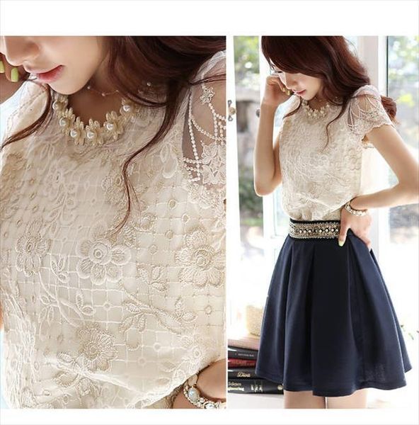 fashion summer offer chiffon lace womens shirt beading embroidery o neck blouses s xxxl, White
fashion summer offer chiffon lace womens shirt beading embroidery o neck blouses s xxxl, White