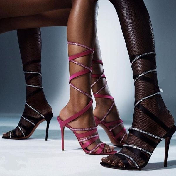 2021 summer new style roman rhinestone satin cross strap open toe stiletto super heel sandals plus size women sandals 35-42, Black
2021 summer new style roman rhinestone satin cross strap open toe stiletto super heel sandals plus size women sandals 35-42, Black