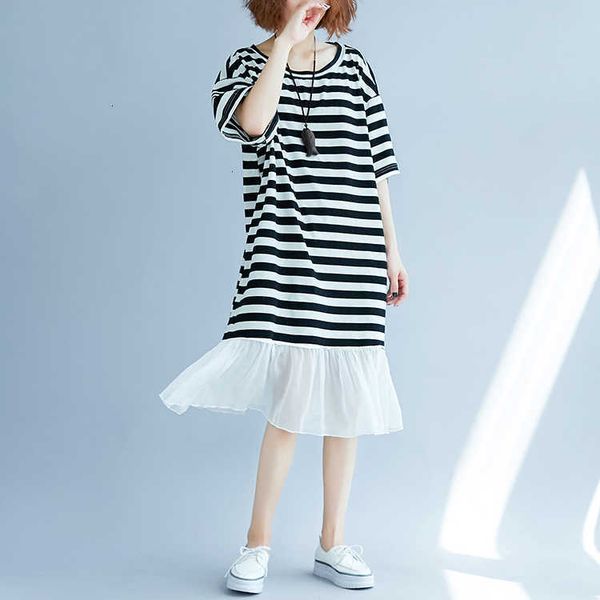 casual dresses plus siz summer black white striped mesh patchwork elegant loose comfortable cotton robe femme big size women h8fj, Black;gray
casual dresses plus siz summer black white striped mesh patchwork elegant loose comfortable cotton robe femme big size women h8fj, Black;gray