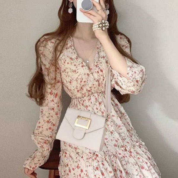 mozuleva south korea's chic v-neck floral fold chiffon dress vintage elegant janpnese dresses 210706, Black;gray
mozuleva south korea's chic v-neck floral fold chiffon dress vintage elegant janpnese dresses 210706, Black;gray