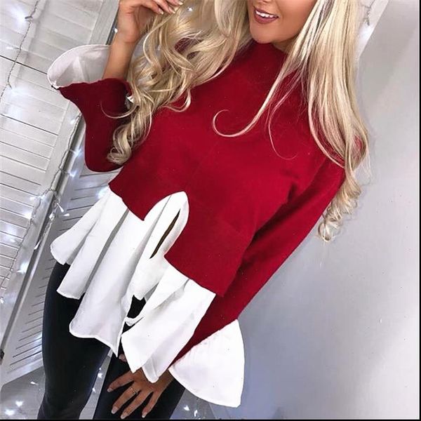 women autumn casual blouse long sleeve patchwork irregular hem blouses stitching round neck shirts female vogue femme shirt, White
women autumn casual blouse long sleeve patchwork irregular hem blouses stitching round neck shirts female vogue femme shirt, White