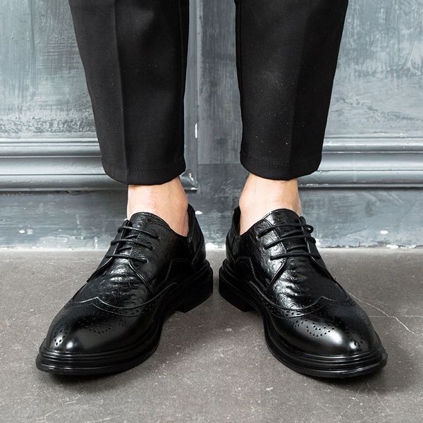 leather shoes men dress shoe pointed business oxfords shoes for men lace up designer luxury men formal shoes, Black
leather shoes men dress shoe pointed business oxfords shoes for men lace up designer luxury men formal shoes, Black