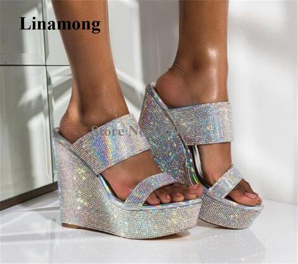 dress shoes bling women charming rhinestone open toe high platform wedge sandals slip-on silver crystal heel slippers shoe, Black
dress shoes bling women charming rhinestone open toe high platform wedge sandals slip-on silver crystal heel slippers shoe, Black